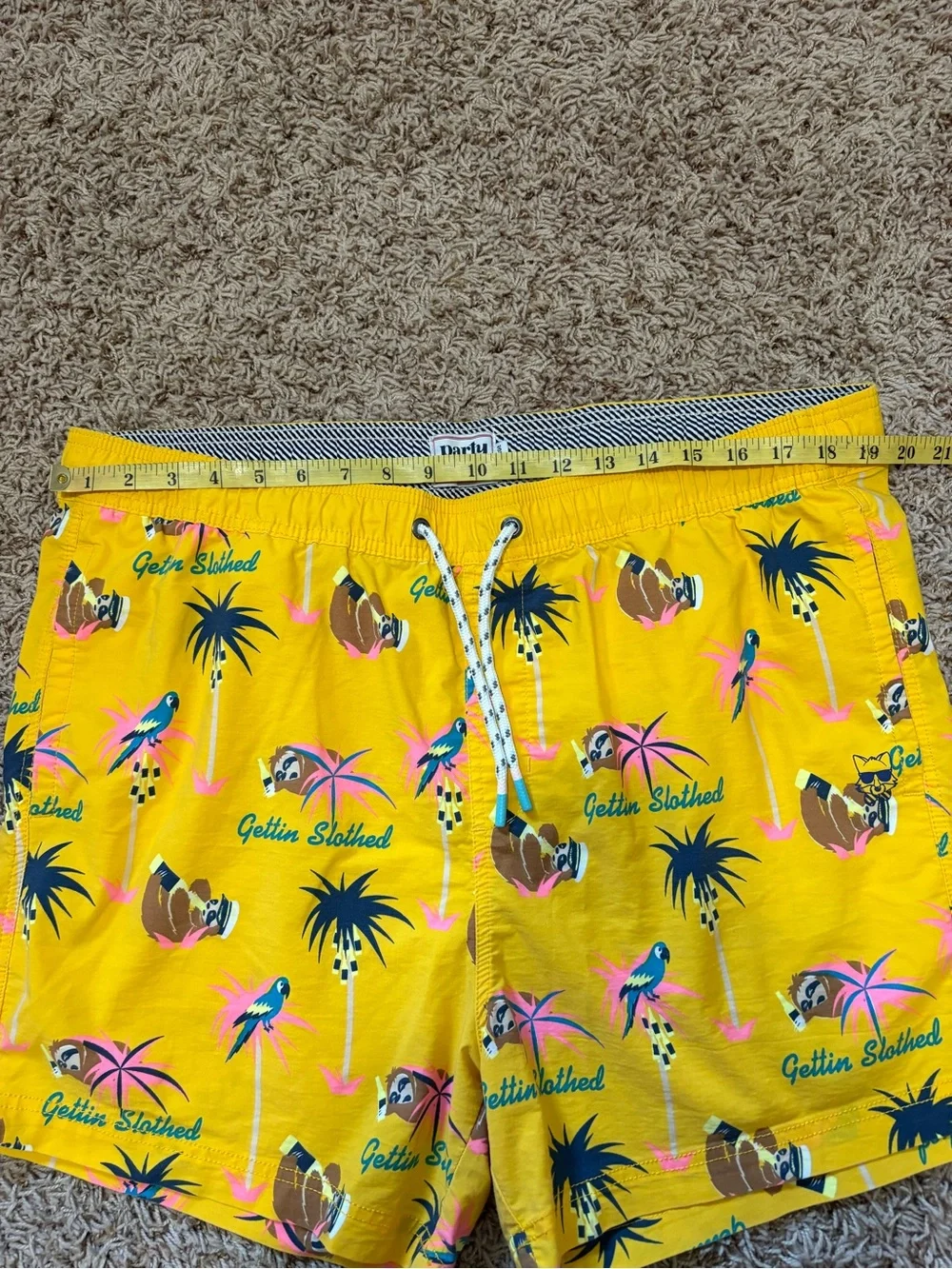 Party Pants “Gettin’ Slothed” Swim Trunks men’s size XXL